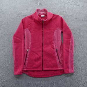 Columbia Womens Full Zip Fleece‎ Small Pink Tonal High Neck Zip Pockets